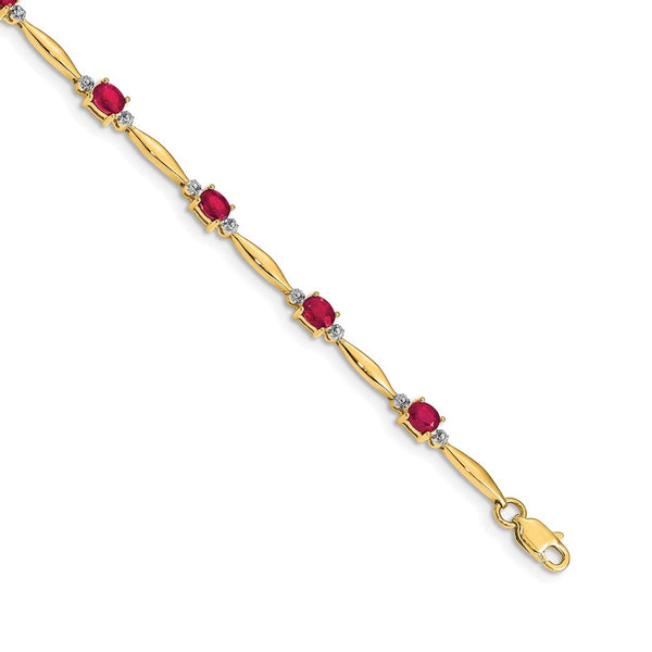 14K Gold Oval Ruby & Diamond Bracelet - Style GR1-1016701