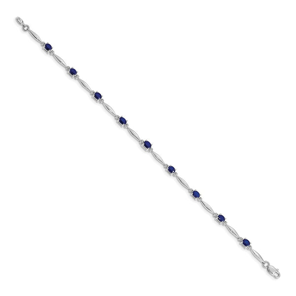 14K White Gold Bracelet with Diamonds & Sapphires - Style GR1-1016706