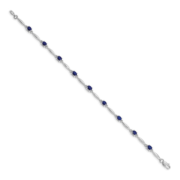 Exclusive 14K White Gold Bracelet with Diamonds & Sapphires - Stylish Value!-2