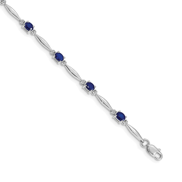 14K White Gold Bracelet with Diamonds & Sapphires - Style GR1-1016706