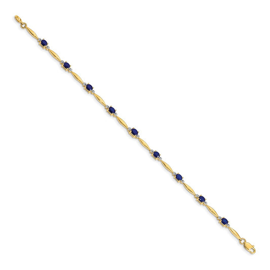 Buy Exclusive 14K Gold Bracelet with Oval Sapphire & Diamond Accents - Stylish Value