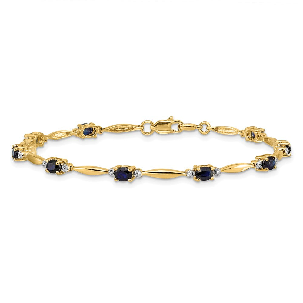 Buy Exclusive 14K Gold Bracelet with Oval Sapphire & Diamond Accents - Stylish Value