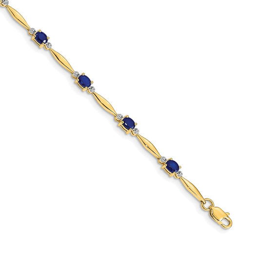 Buy Exclusive 14K Gold Bracelet with Oval Sapphire & Diamond Accents - Stylish Value