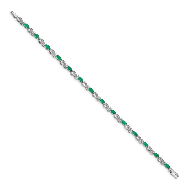 14K White Gold Infinity Bracelet with Diamonds & Emeralds - Style GR1-1001717