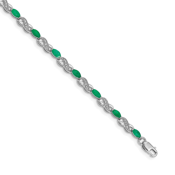 14K White Gold Infinity Bracelet with Diamonds & Emeralds - Style GR1-1001717