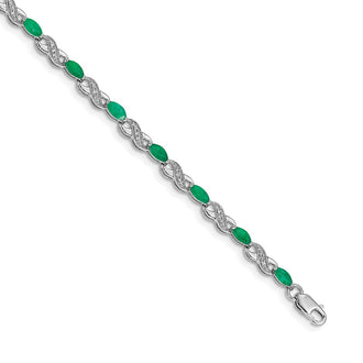 Buy Exclusive 14K White Gold Infinity Bracelet with Diamonds & Emeralds