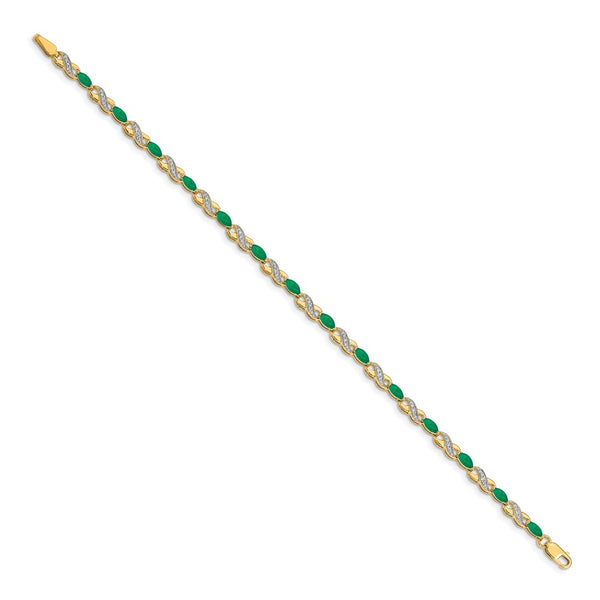 14K Gold Diamond & Emerald Infinity Bracelet - Style GR1-1001719