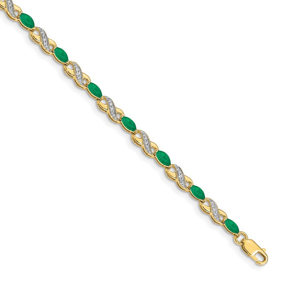 14K Gold Diamond & Emerald Infinity Bracelet - Style GR1-1001719