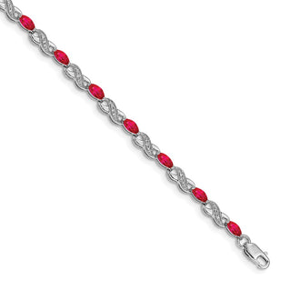 Shop Exclusive 14K White Gold Infinity Bracelet with Rubies & Diamonds - Luxury Value