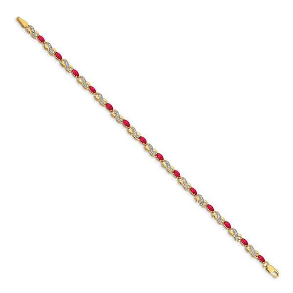 14K Gold Infinity Bracelet with Diamonds & Rubies - Style GR1-1001721