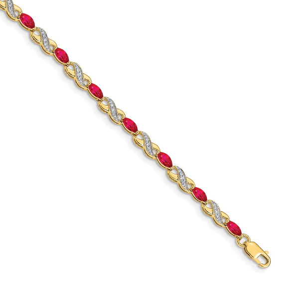 14K Gold Infinity Bracelet with Diamonds & Rubies - Style GR1-1001721