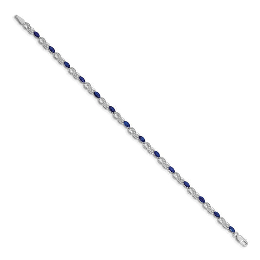 Order Exclusive 14K White Gold Infinity Bracelet with Diamonds & Sapphires
