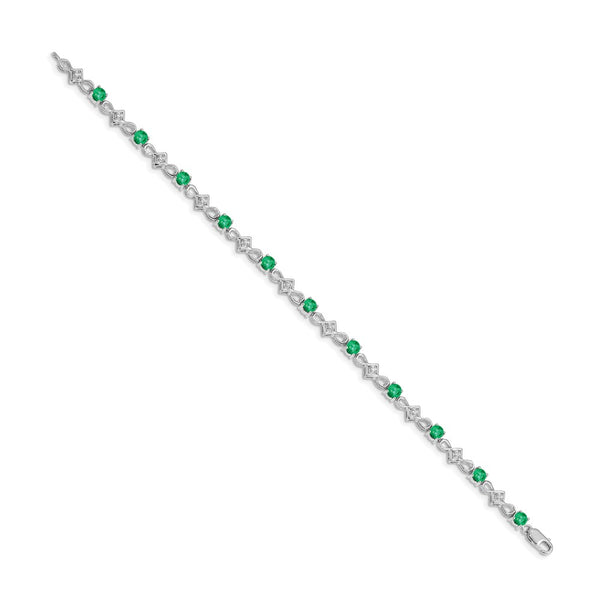 14K White Gold Emerald & Diamond Bracelet - Style GR1-1016714