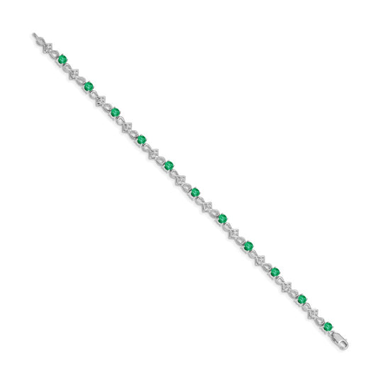 Designer 14K White Gold Emerald & Diamond Bracelet - Luxury & Stylish Value