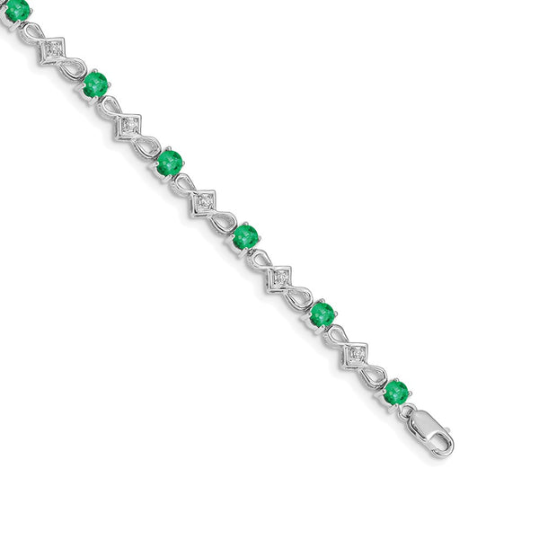 14K White Gold Emerald & Diamond Bracelet - Style GR1-1016714