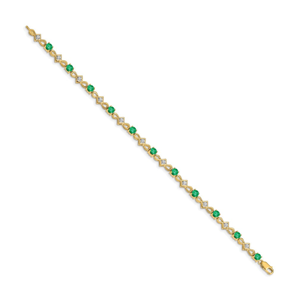Exclusive 14K Gold Diamond & Emerald Bracelet - Stylish Luxury Value!
