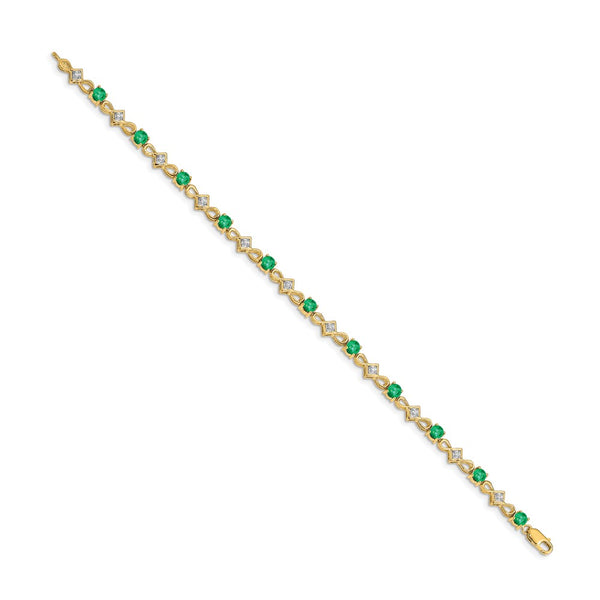 14K Gold Diamond & Emerald Bracelet - Style GR1-1016718
