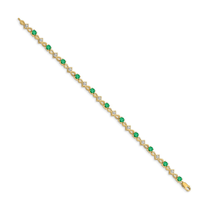 Exclusive 14K Gold Diamond & Emerald Bracelet - Stylish Luxury Value!-2