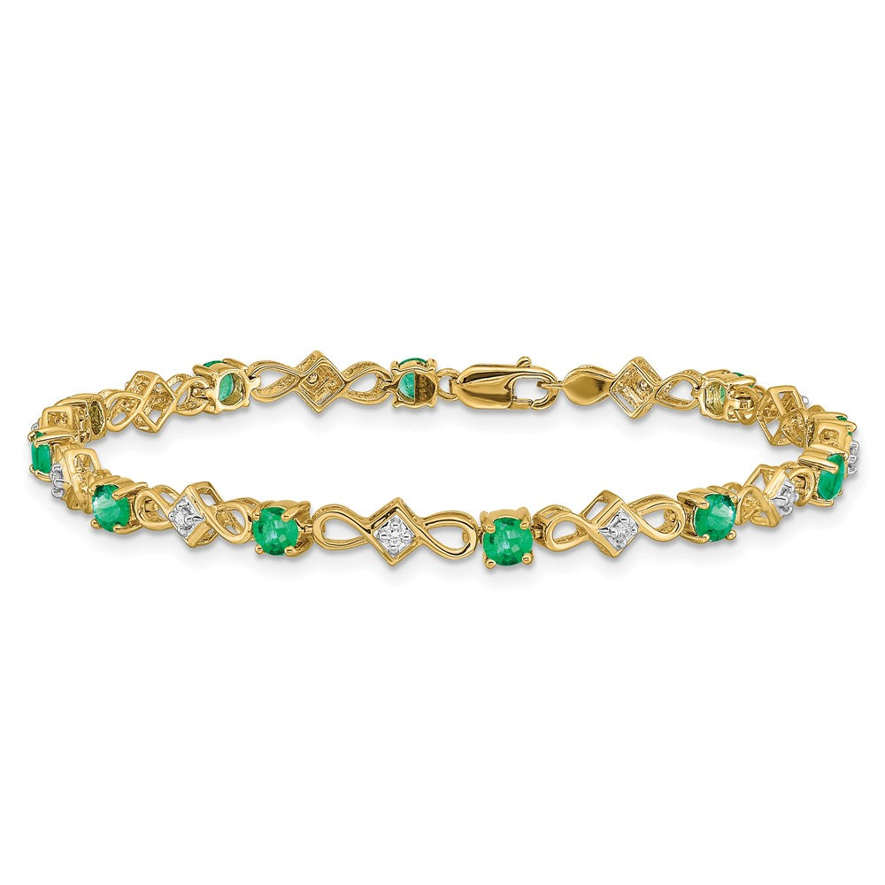 Exclusive 14K Gold Diamond & Emerald Bracelet - Stylish Luxury Value!