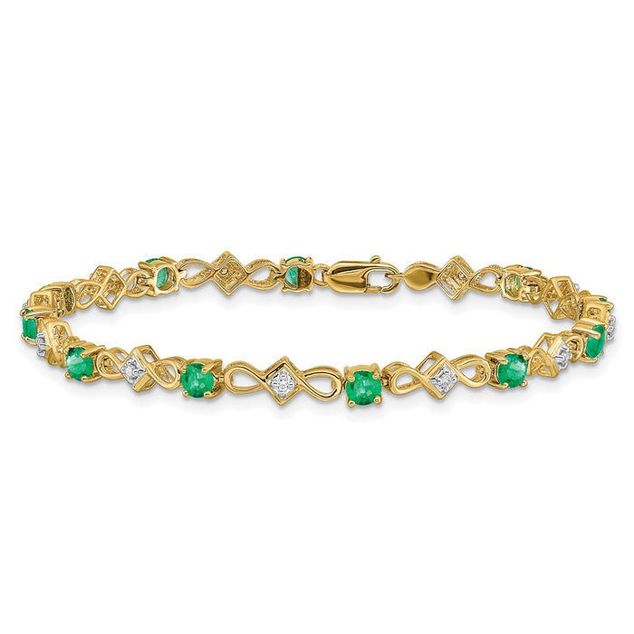 Exclusive 14K Gold Diamond & Emerald Bracelet - Stylish Luxury Value!-3