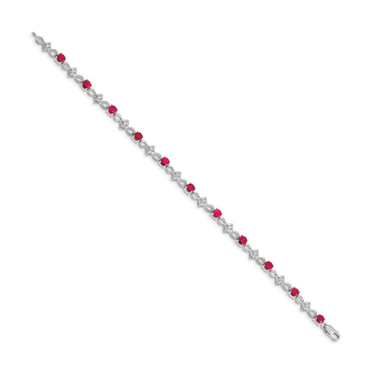High-Quality 14K White Gold Ruby & Diamond Bracelet - Stylish Luxury Value!