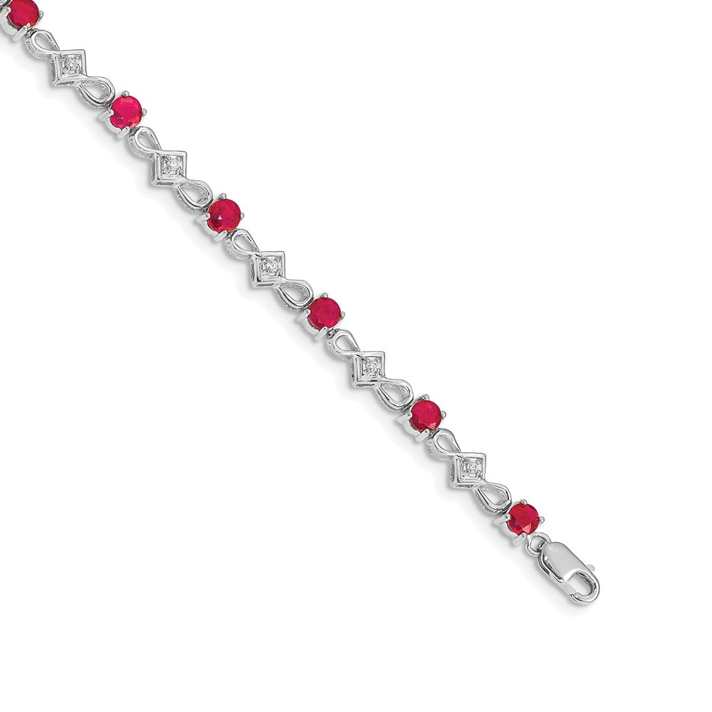 High-Quality 14K White Gold Ruby & Diamond Bracelet - Stylish Luxury Value!