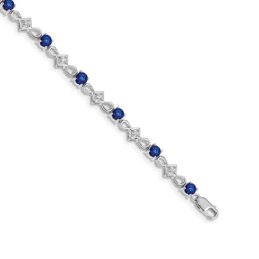 Buy Stylish 14K White Gold Bracelet with Sapphire & Diamond - Luxury Value!