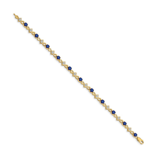 14K Gold Diamond & Sapphire Bracelet - 7.5" Length