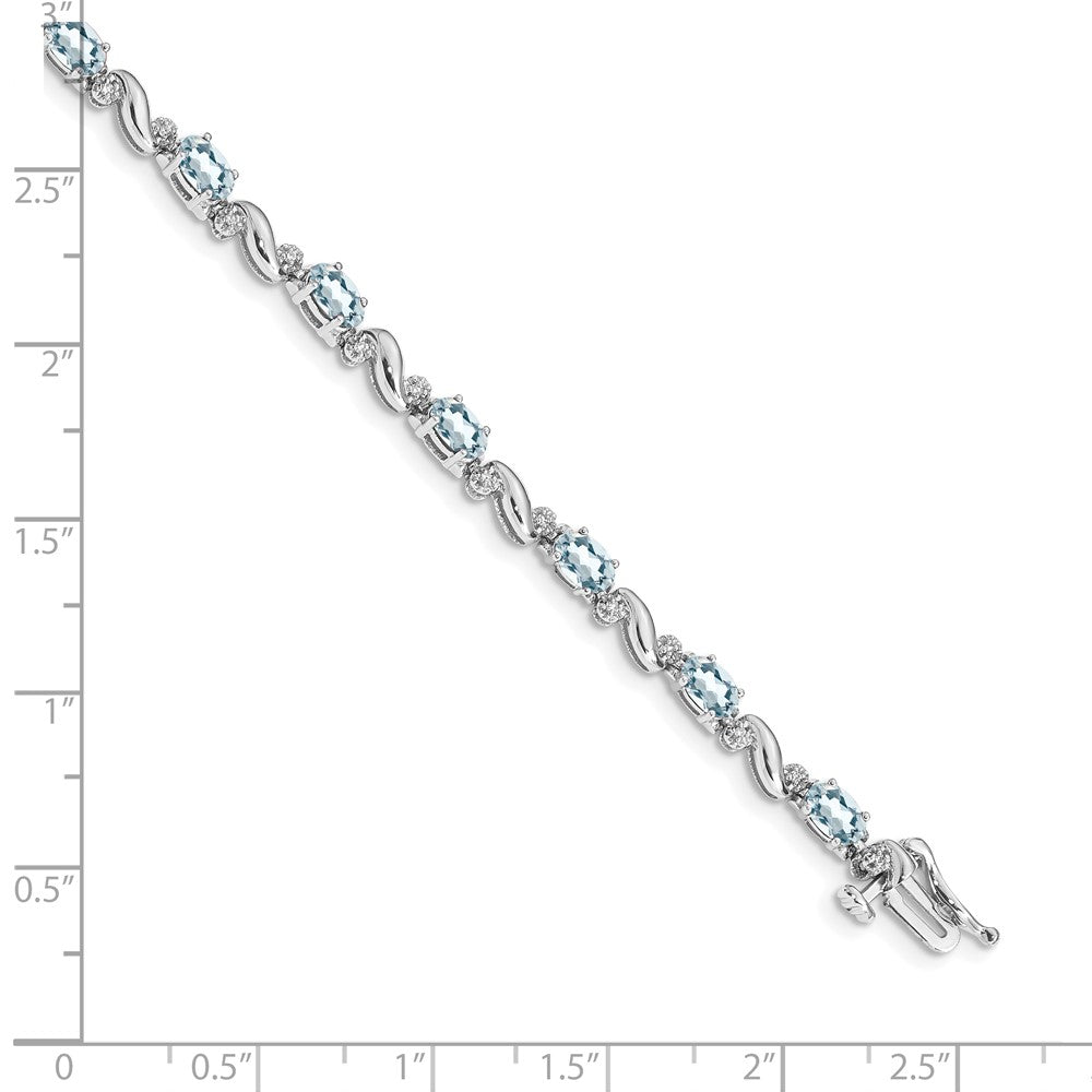 Order Luxury 14K White Gold Aquamarine & Diamond Bracelet - 7" Stylish Value