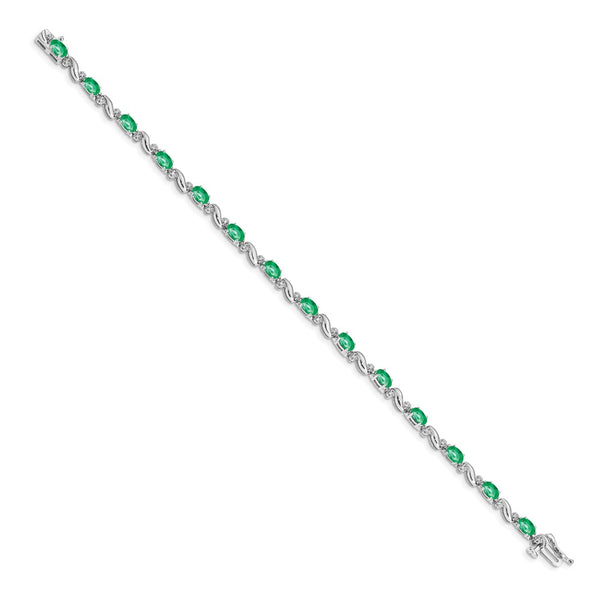 14K White Gold Emerald & Diamond Bracelet - Style GR1-1016743