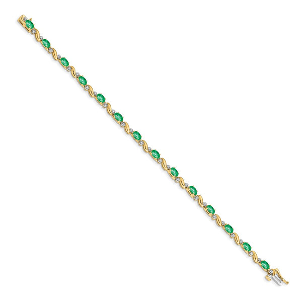 14K Gold Diamond & Emerald Bracelet - Style GR1-1016745
