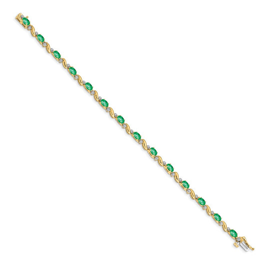 High-Quality 14K Gold Diamond & Emerald Bracelet - Stylish Luxury Jewelry