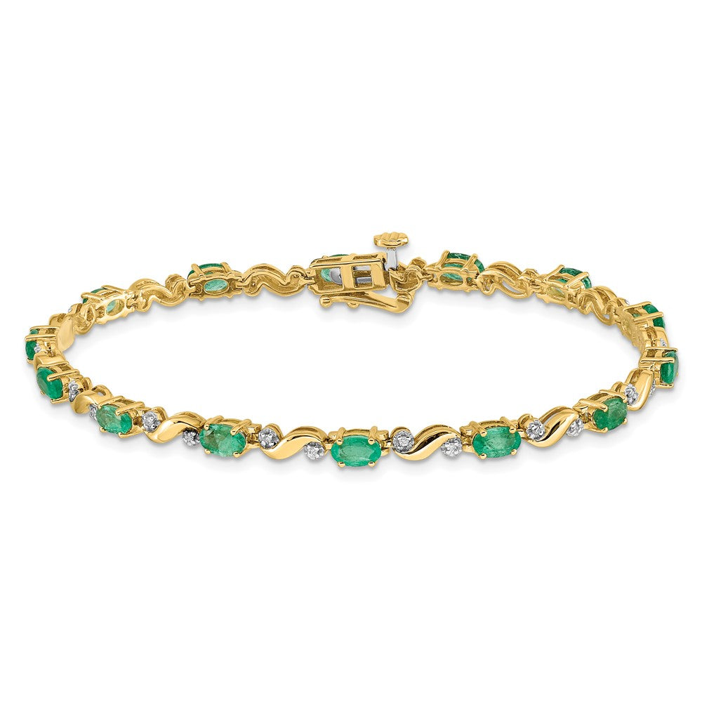 High-Quality 14K Gold Diamond & Emerald Bracelet - Stylish Luxury Jewelry