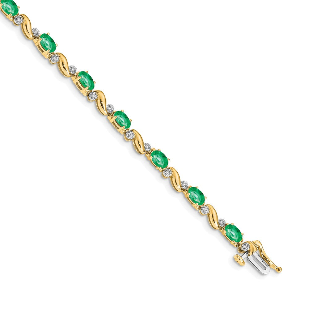 High-Quality 14K Gold Diamond & Emerald Bracelet - Stylish Luxury Jewelry