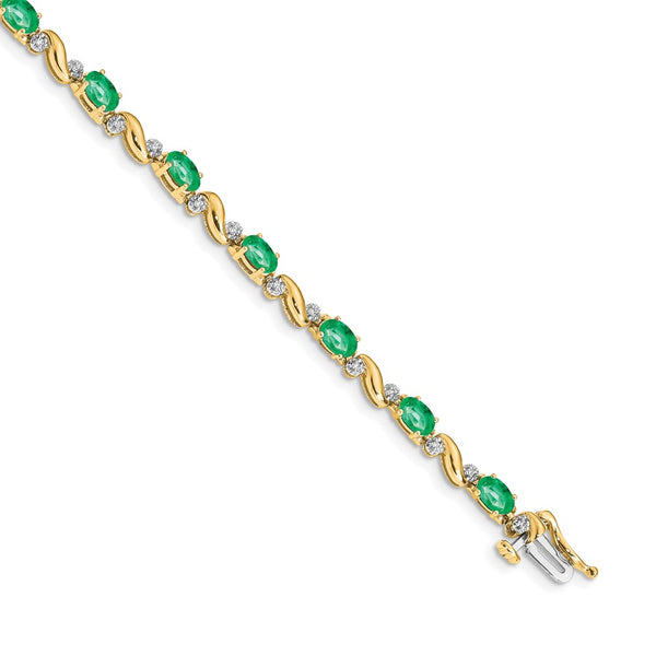 14K Gold Diamond & Emerald Bracelet - Style GR1-1016745