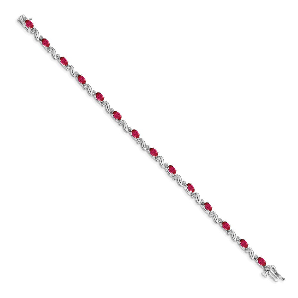 Shop 14K White Gold Ruby & Diamond Bracelet - Stylish Luxury Jewelry, 7"