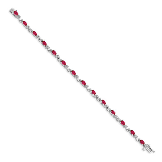 Shop 14K White Gold Ruby & Diamond Bracelet - Stylish Luxury Jewelry, 7"