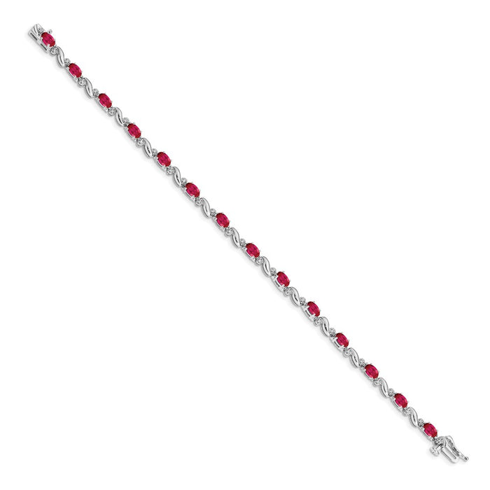 Shop 14K White Gold Ruby & Diamond Bracelet - Stylish Luxury Jewelry, 7"-2