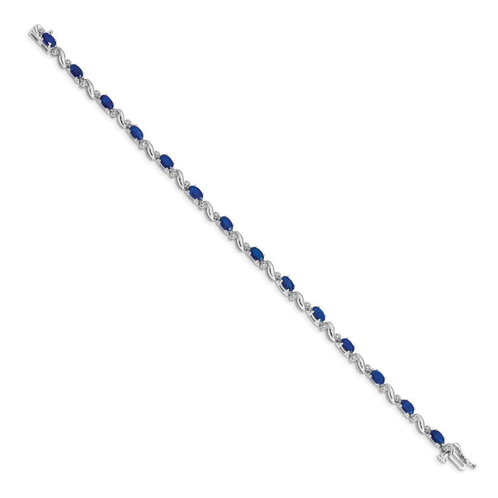 High-Quality 14K White Gold Sapphire & Diamond Bracelet - Stylish Value!-2
