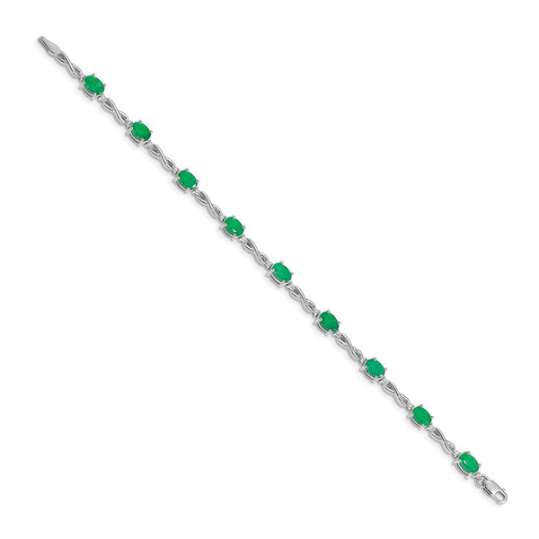 14K White Gold Bracelet with Diamonds & Emeralds - Style GR1-1016766