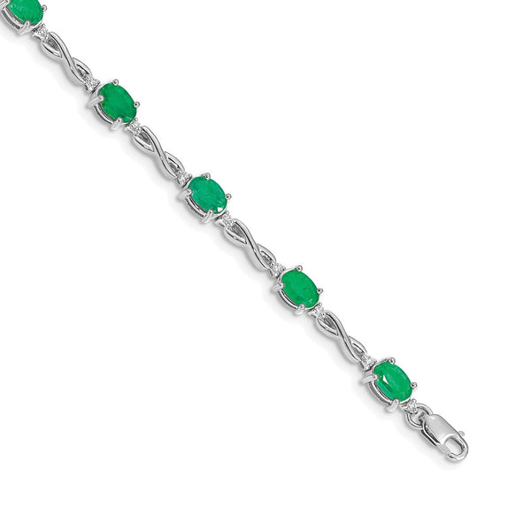14K White Gold Bracelet with Diamonds & Emeralds - Style GR1-1016766