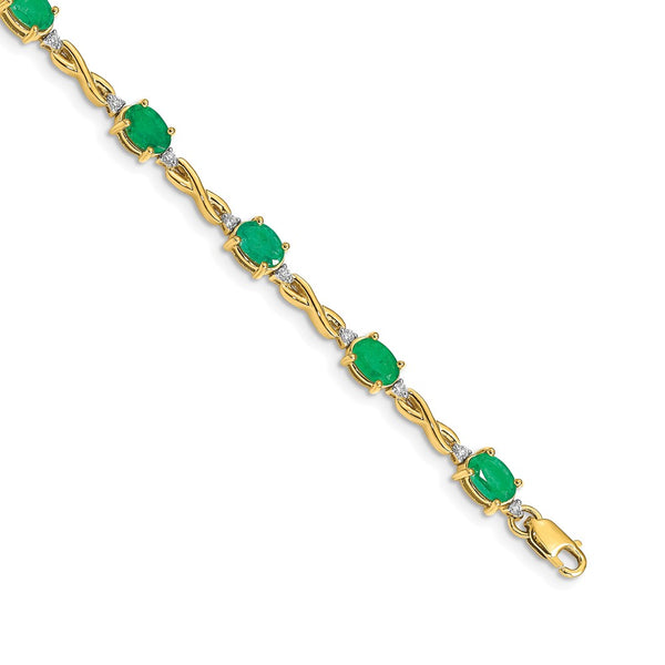 14K Gold Diamond & Emerald Bracelet - Style GR1-1016771