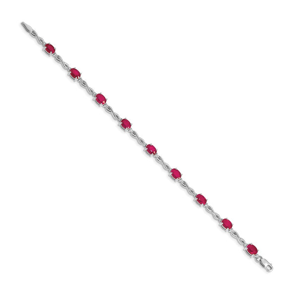 14K White Gold Ruby & Diamond Bracelet, Up