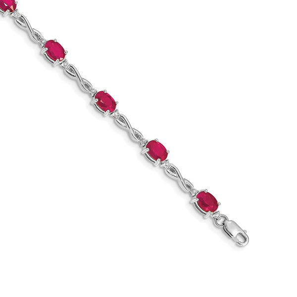 14K White Gold Ruby & Diamond Bracelet, Up
