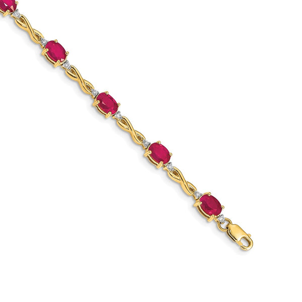 14K Gold Diamond & Ruby Bracelet - Style GR1-1016778