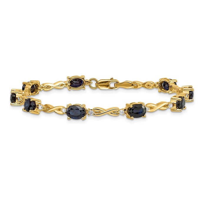 High-Quality 14K Gold Diamond & Sapphire Bracelet - Stylish Luxury Accessory-3