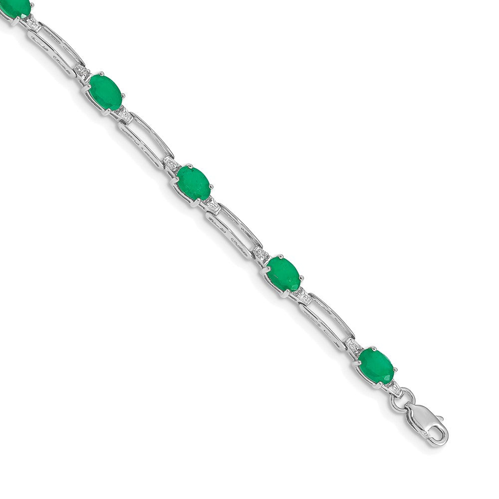 Shop Exclusive 14K White Gold Emerald & Diamond Bracelet - Stylish Value Piece