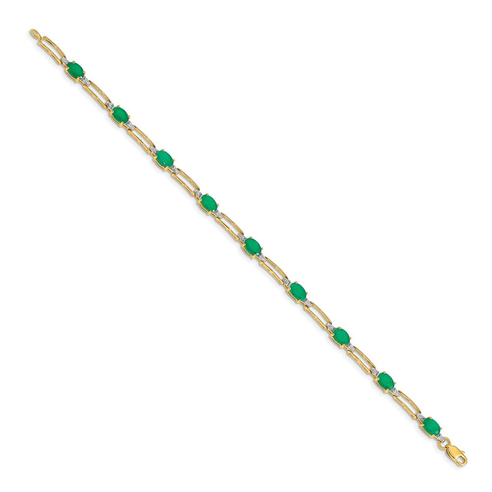 Shop Stylish 14K Gold Oval Emerald & Diamond Bracelet - Luxury at Great Value