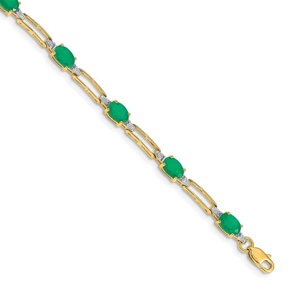 14K Gold Oval Emerald & Diamond Bracelet - Style GR1-1016794