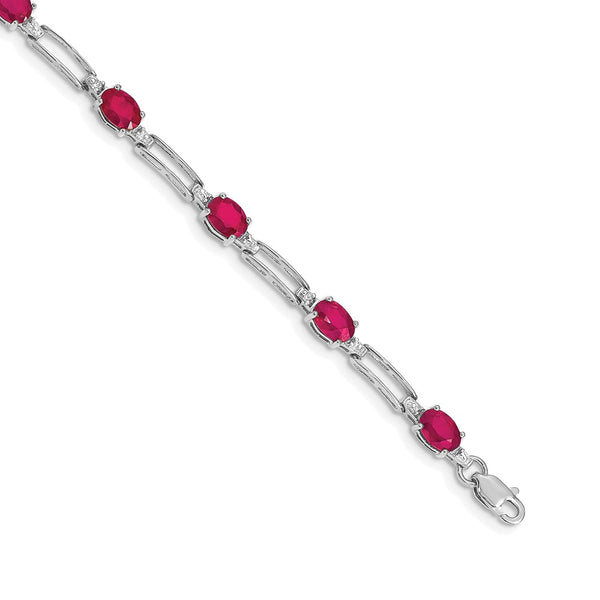 14K White Gold Ruby & Diamond Bracelet - Style GR1-1016798